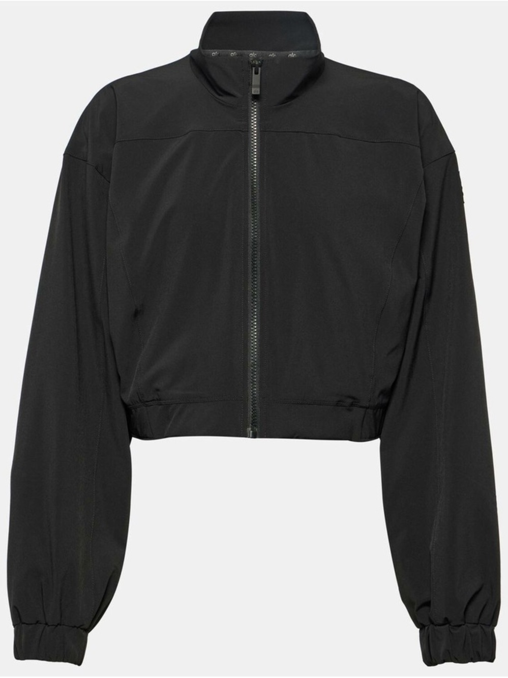 Black Cropped Zip-Front Women's Jacket